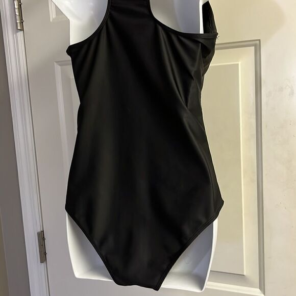 SHEIN Black One Piece Plunging Neckline with Tie and Razorback Swimsuit- Large - Picture 10 of 15